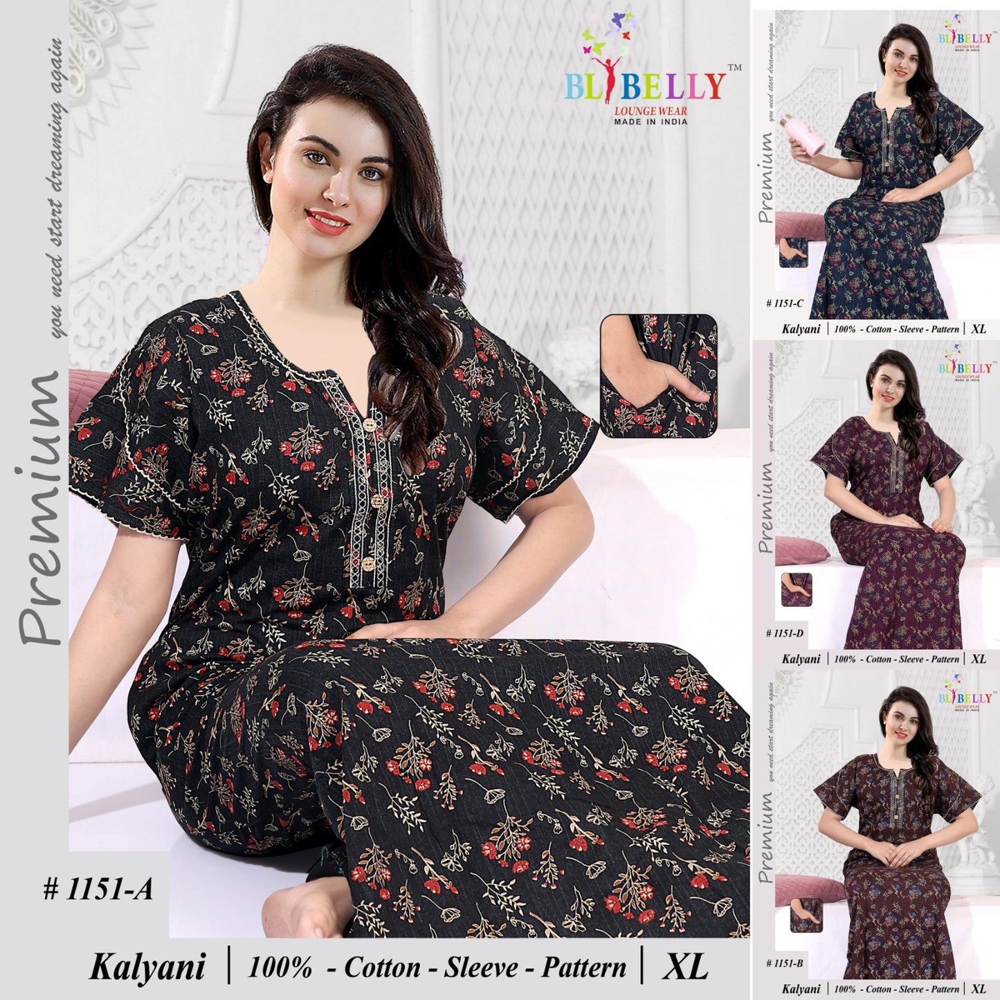 Kalyani Belly Cotton Night Gowns Manufacturer