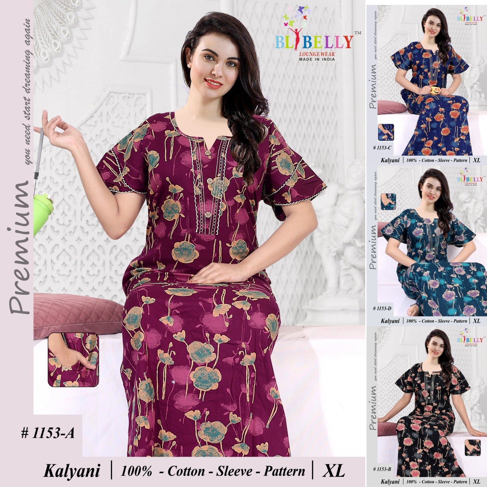 Kalyani Belly Cotton Night Gowns Manufacturer