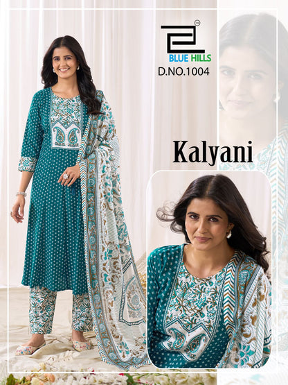 Kalyani Blue Hills Rayon Readymade Pant Style Suits Exporter Gujarat