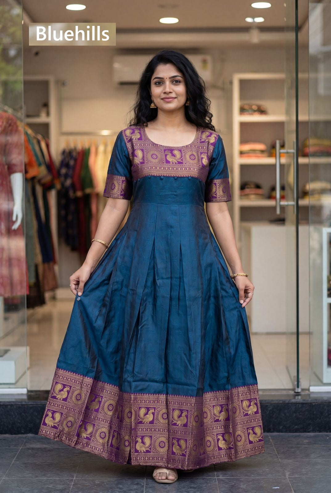 Kalyani Bluehills Silk One Piece Gown Wholesaler