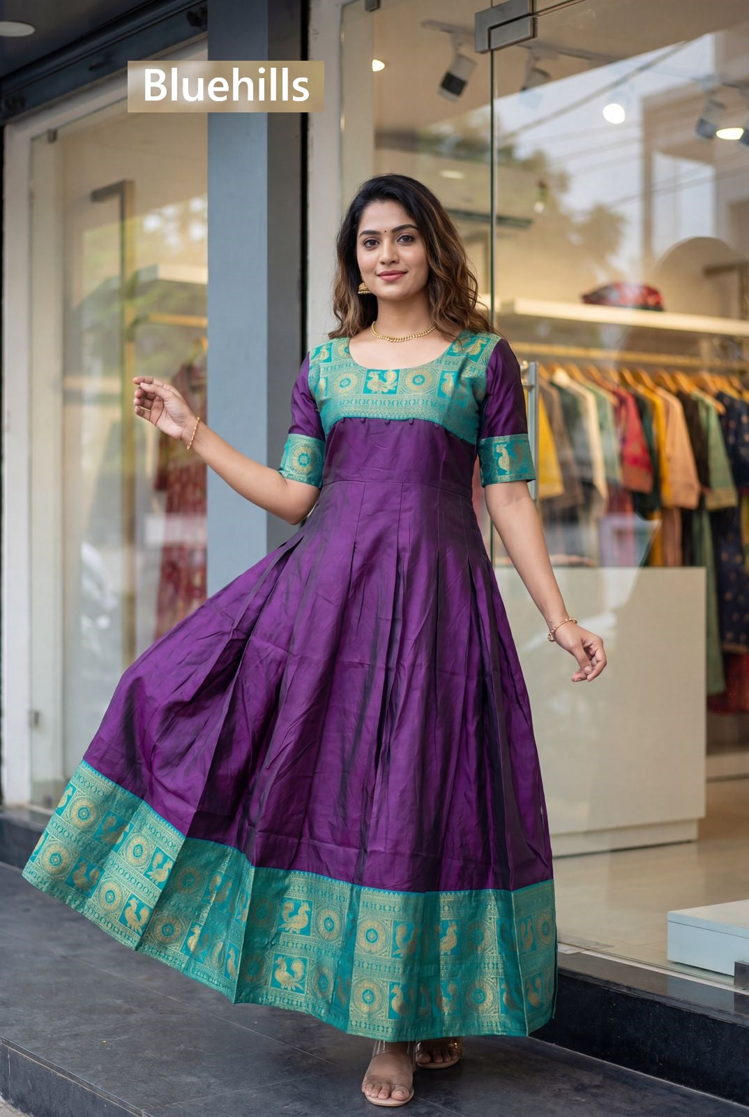 Kalyani Bluehills Silk One Piece Gown Wholesaler