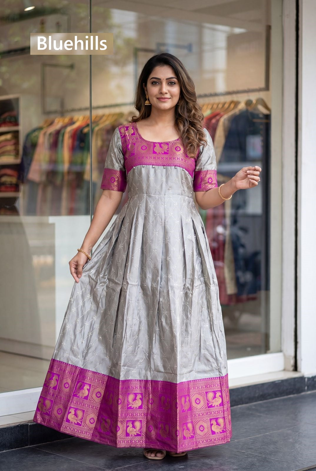 Kalyani Bluehills Silk One Piece Gown Wholesaler