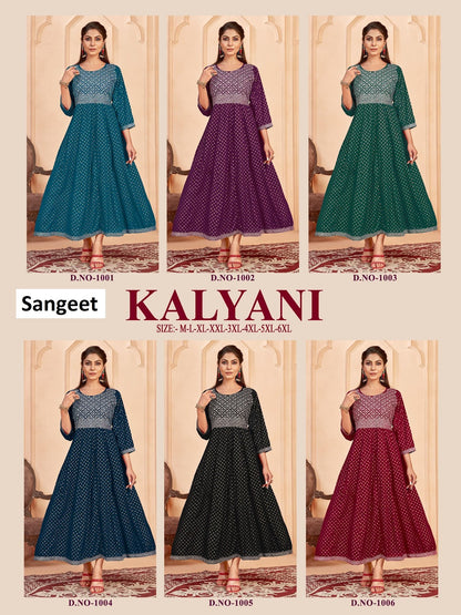 Kalyani Sangeet Rayon Anarkali Kurtis Wholesale Rate