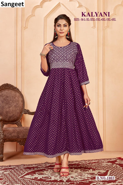 Kalyani Sangeet Rayon Anarkali Kurtis Wholesale Rate