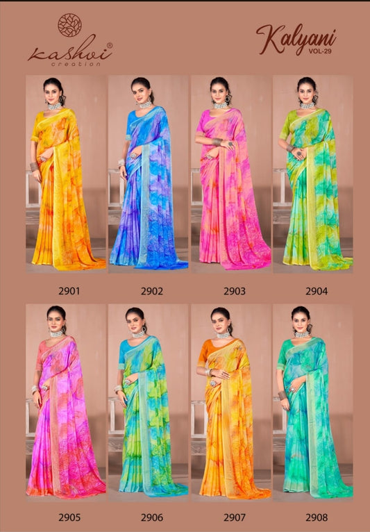 Kalyani Vol 29 Kashvi Creation Dull Moss Sarees Manufacturer Ahmedabad