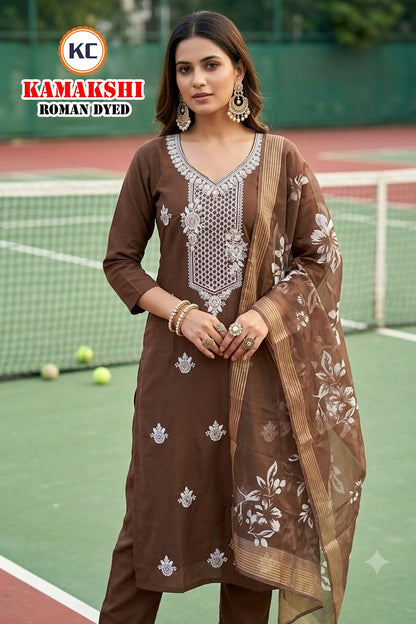 Kamakshi Vol 1 Kc Roman Silk Readymade Pant Style Suits Manufacturer
