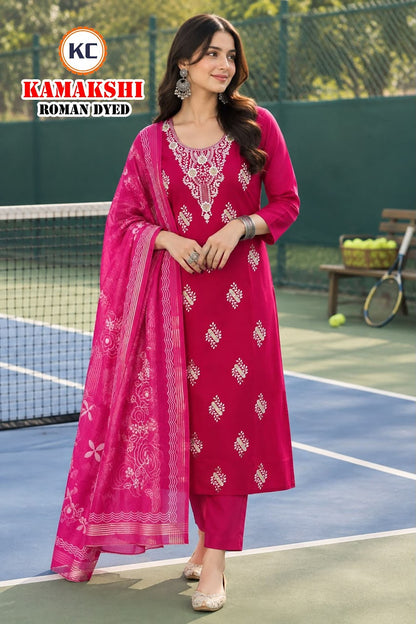 Kamakshi Vol 1 Kc Roman Silk Readymade Pant Style Suits Manufacturer