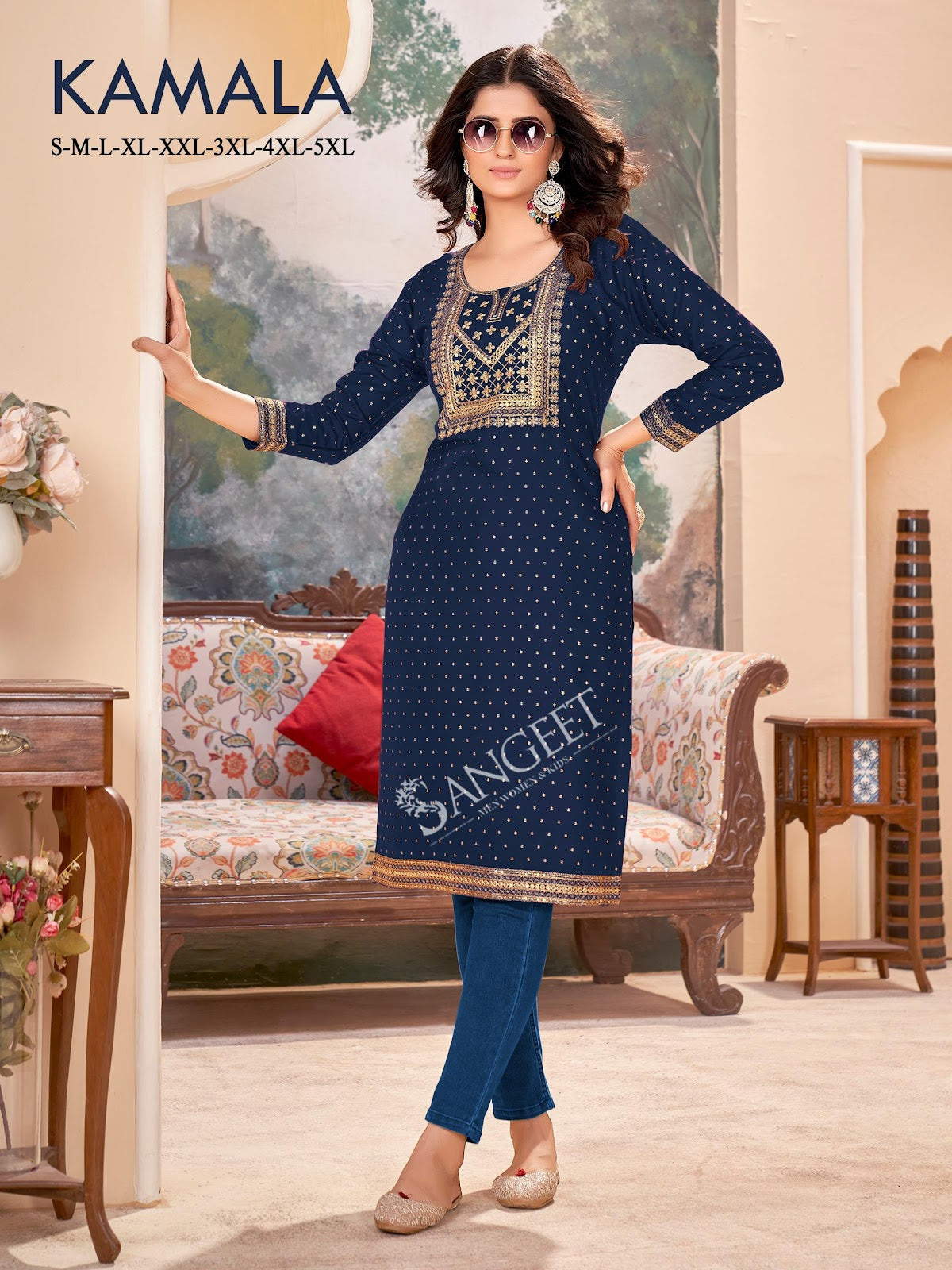 Kamala Sangeet Rayon Knee Length Kurtis Wholesaler Gujarat