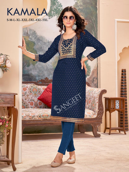 Kamala Sangeet Rayon Knee Length Kurtis Wholesaler Gujarat