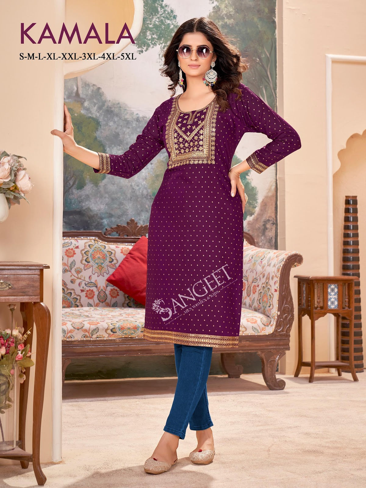 Kamala Sangeet Rayon Knee Length Kurtis Wholesaler Gujarat