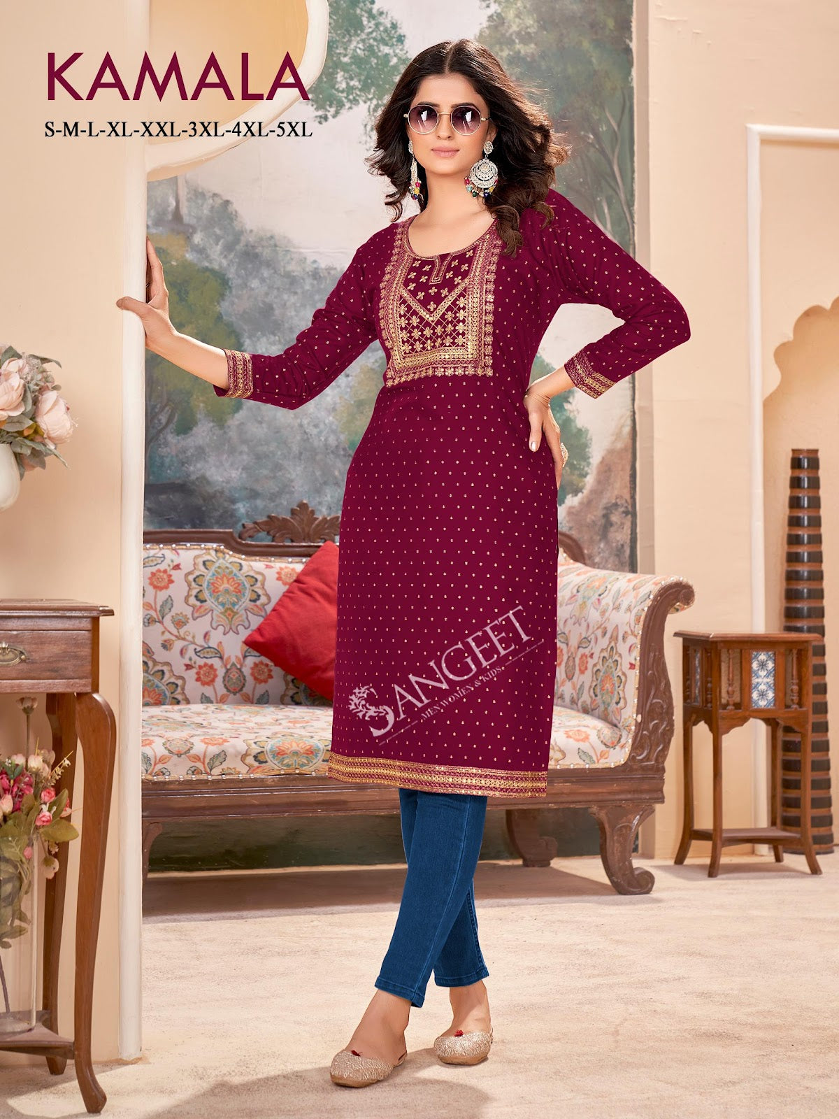 Kamala Sangeet Rayon Knee Length Kurtis Wholesaler Gujarat