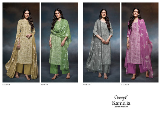 Kamelia 2767 Ganga Premium Cotton Plazzo Style Suits Wholesaler Ahmedabad