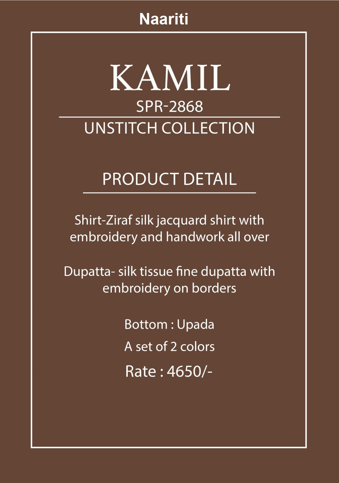 Kamil 2868 Naariti Silk Jacquard Pant Style Suits Exporter