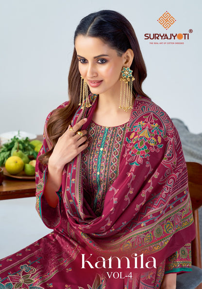 Kamila Vol 4 Suryajyoti Jaam Satin Pant Style Suits Wholesale