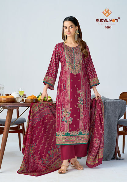 Kamila Vol 4 Suryajyoti Jaam Satin Pant Style Suits Wholesale