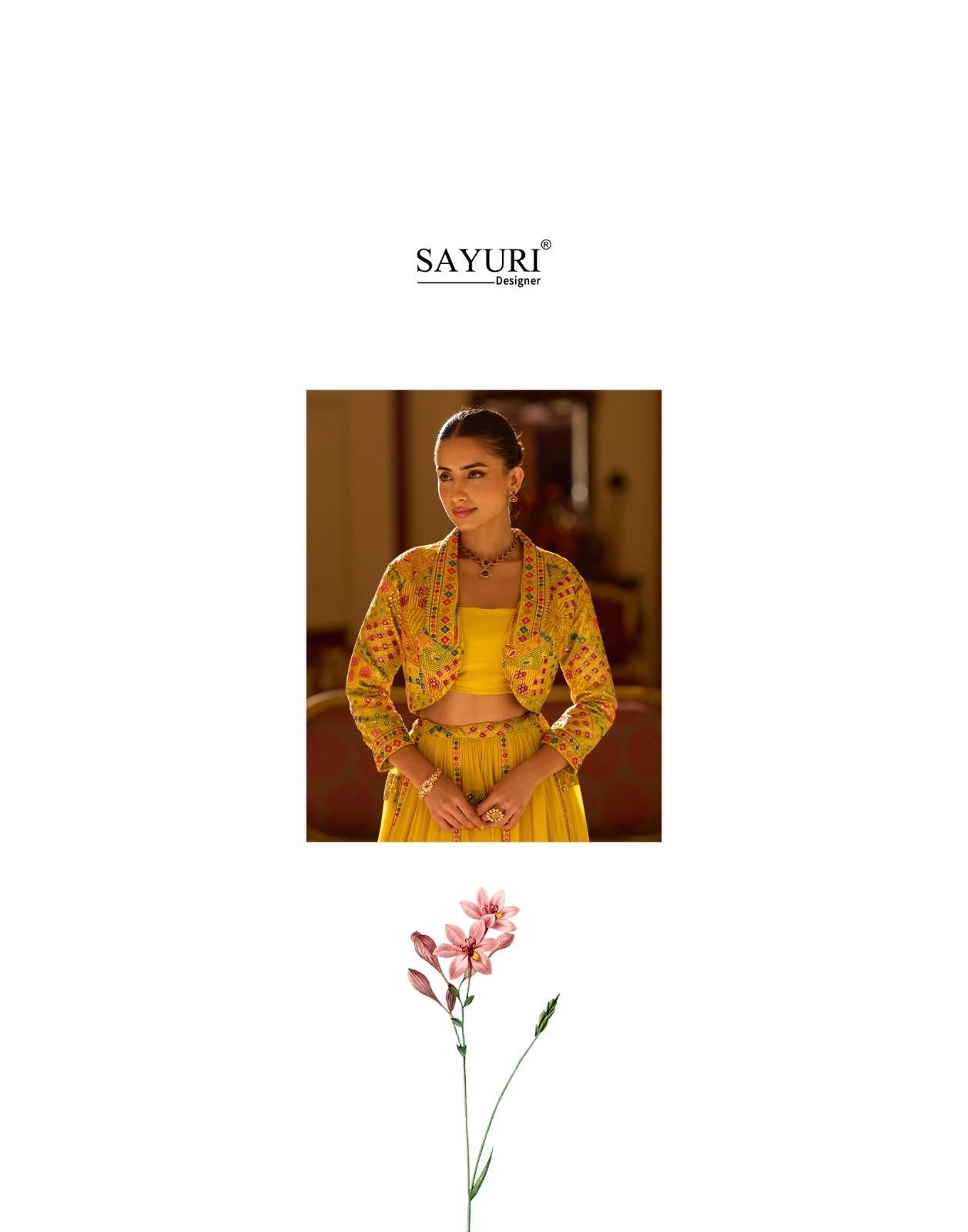 Kamini Sayuri Georgette Crop Top Skirt Jacket Manufacturer Ahmedabad