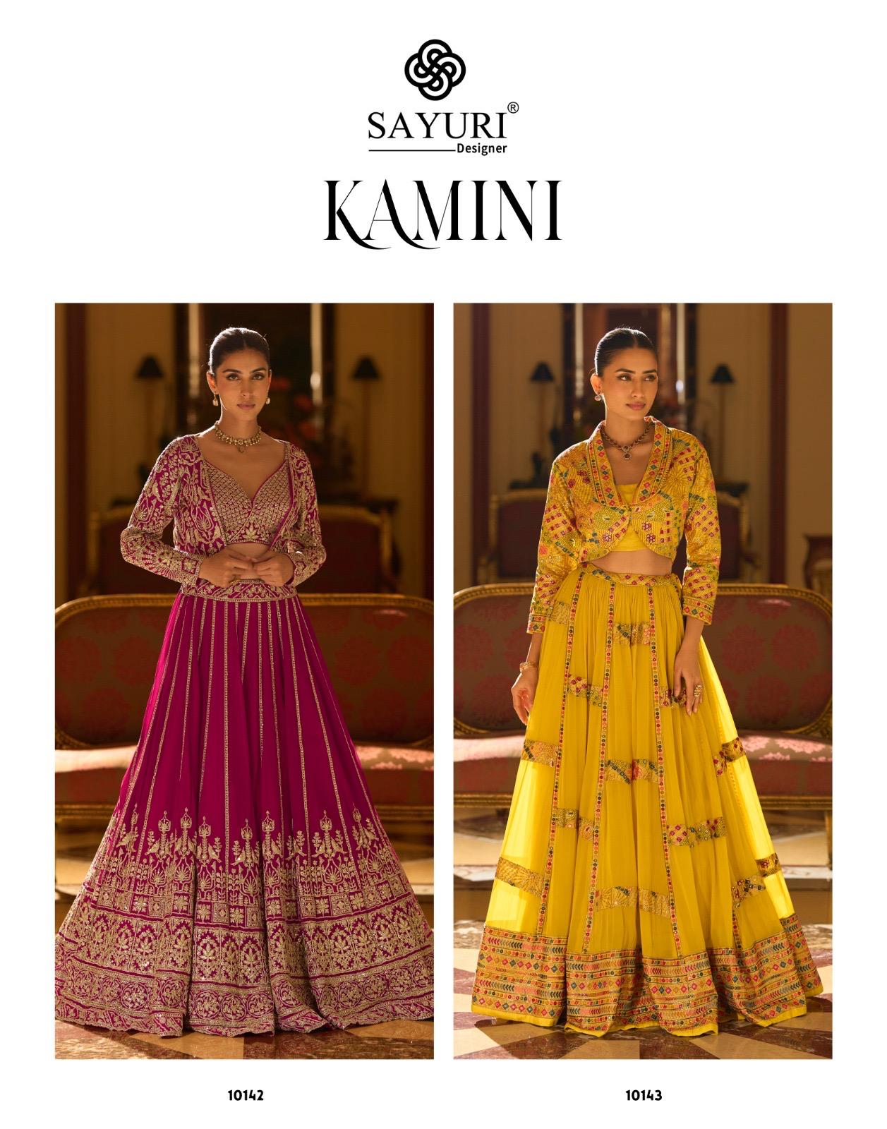 Kamini Sayuri Georgette Crop Top Skirt Jacket Manufacturer Ahmedabad