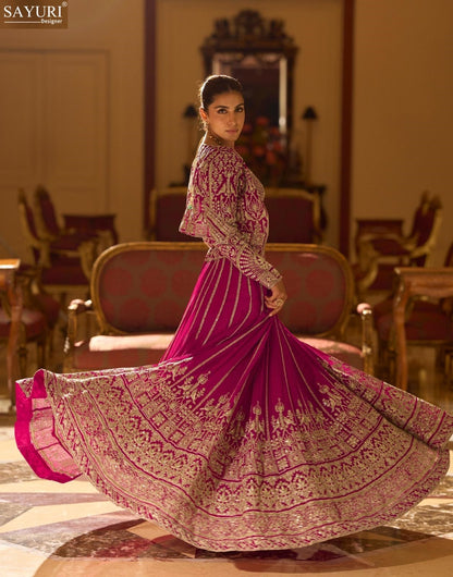 Kamini Sayuri Georgette Crop Top Skirt Jacket Manufacturer Ahmedabad