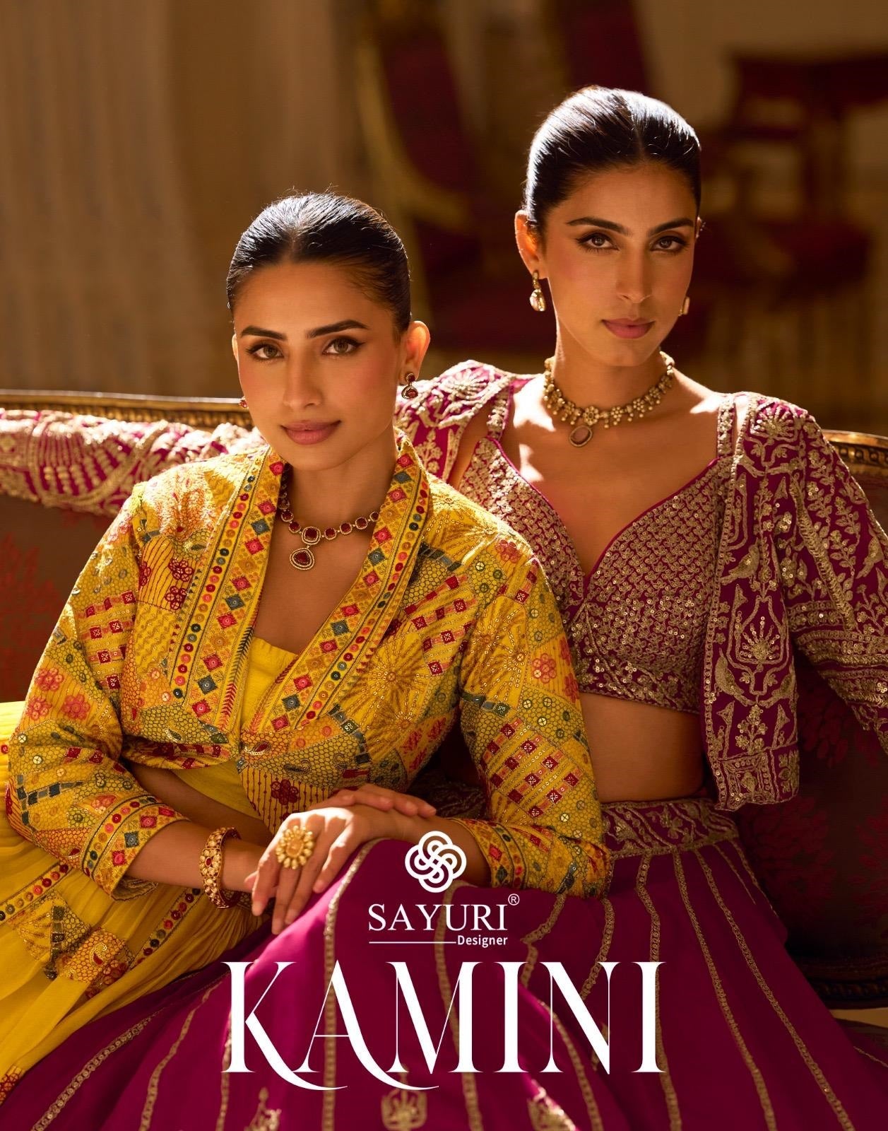 Kamini Sayuri Georgette Crop Top Skirt Jacket Manufacturer Ahmedabad