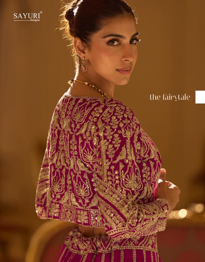 Kamini Sayuri Georgette Crop Top Skirt Jacket Manufacturer Ahmedabad