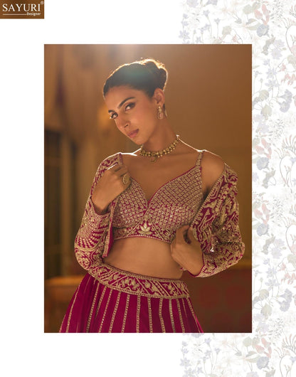 Kamini Sayuri Georgette Crop Top Skirt Jacket Manufacturer Ahmedabad