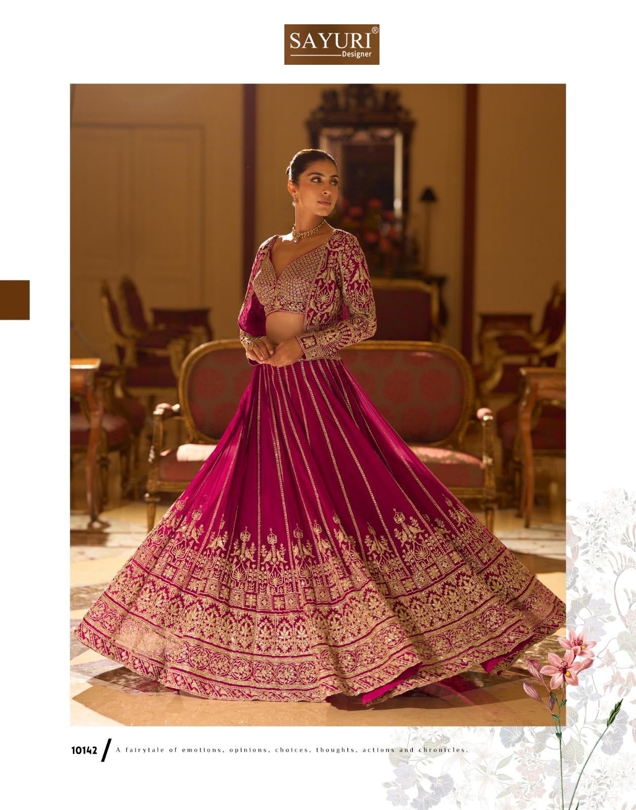 Kamini Sayuri Georgette Crop Top Skirt Jacket Manufacturer Ahmedabad