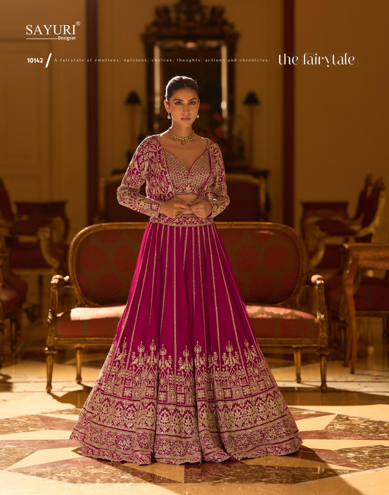 Kamini Sayuri Georgette Crop Top Skirt Jacket Manufacturer Ahmedabad
