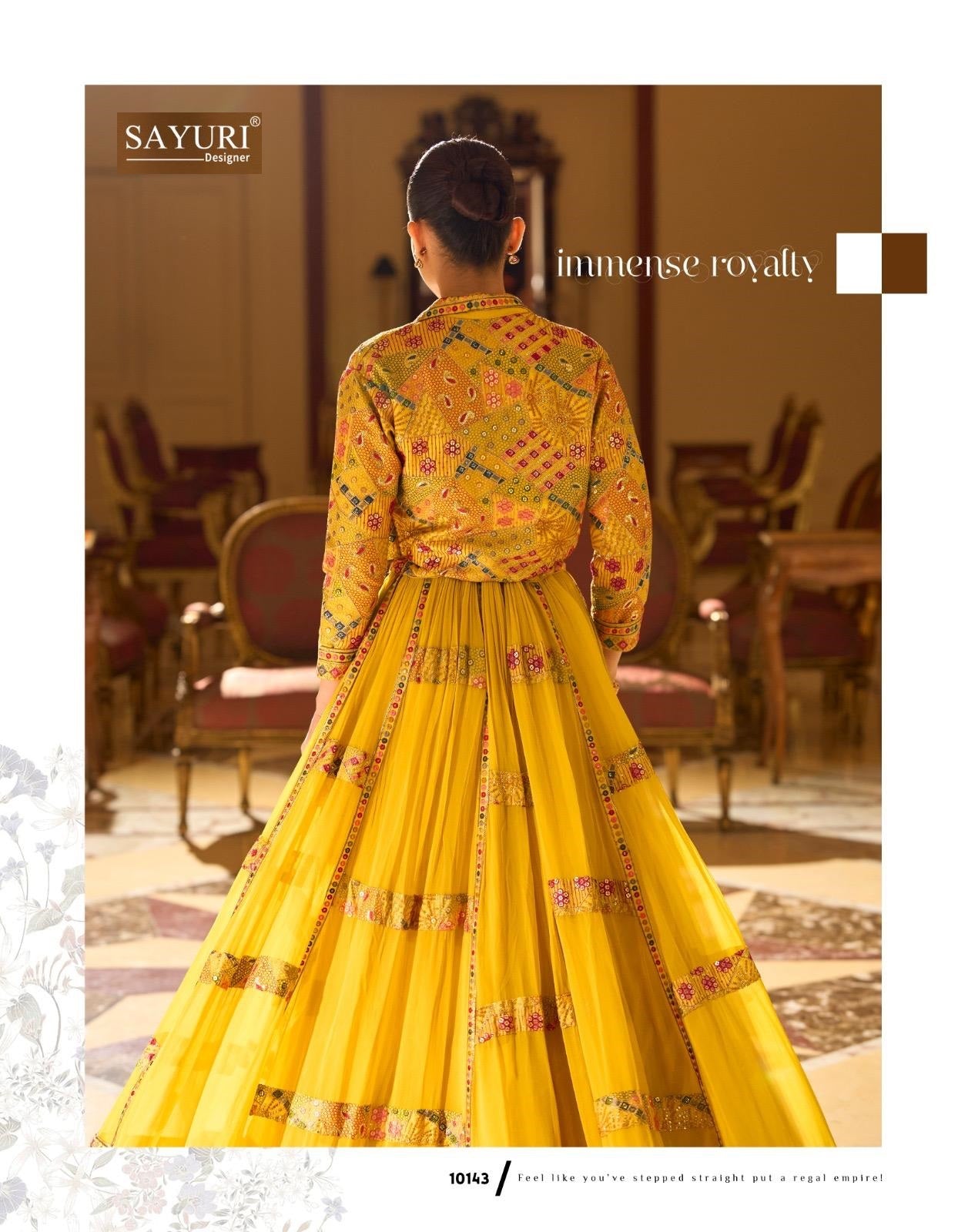 Kamini Sayuri Georgette Crop Top Skirt Jacket Manufacturer Ahmedabad