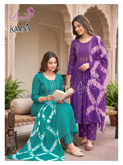 Kamna Paavi Reyon Readymade Anarkali Suits Supplier Gujarat