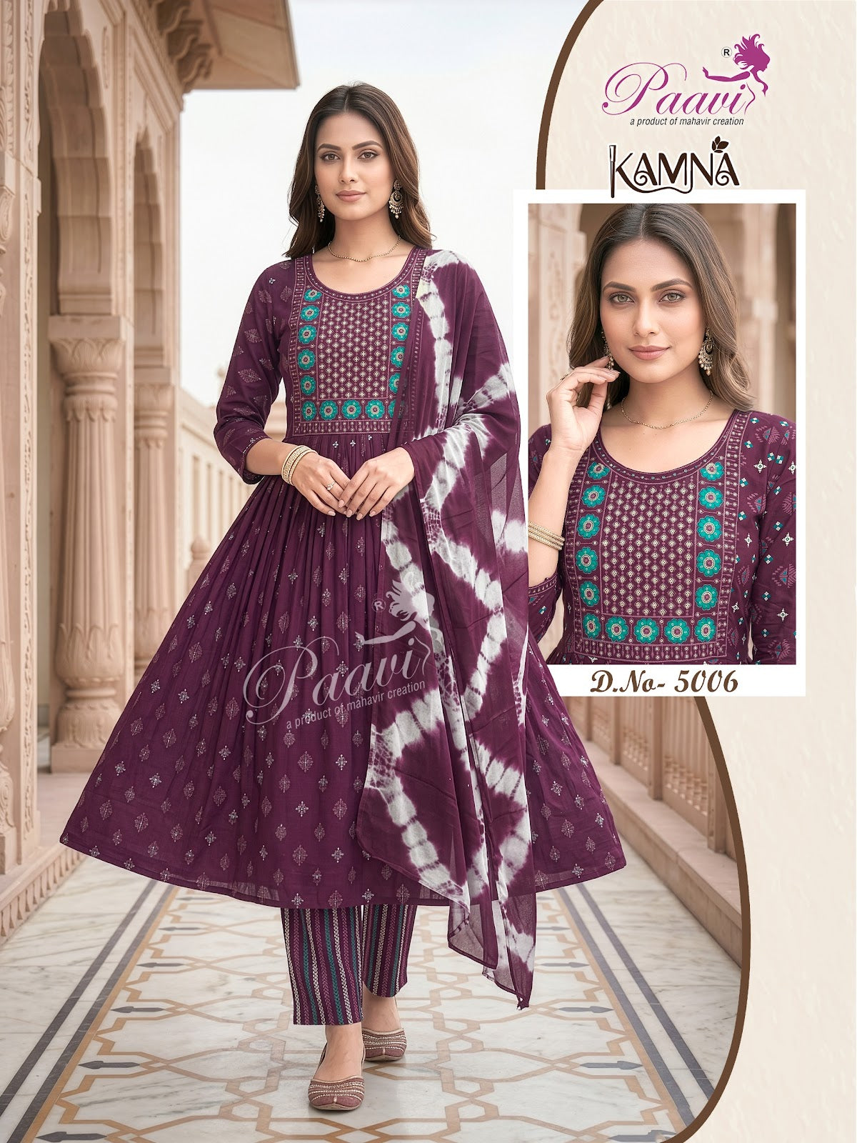 Kamna Paavi Reyon Readymade Anarkali Suits Supplier Gujarat