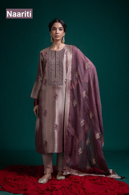 Kamya 2767 Naariti Silk Jacquard Pant Style Suits Exporter India