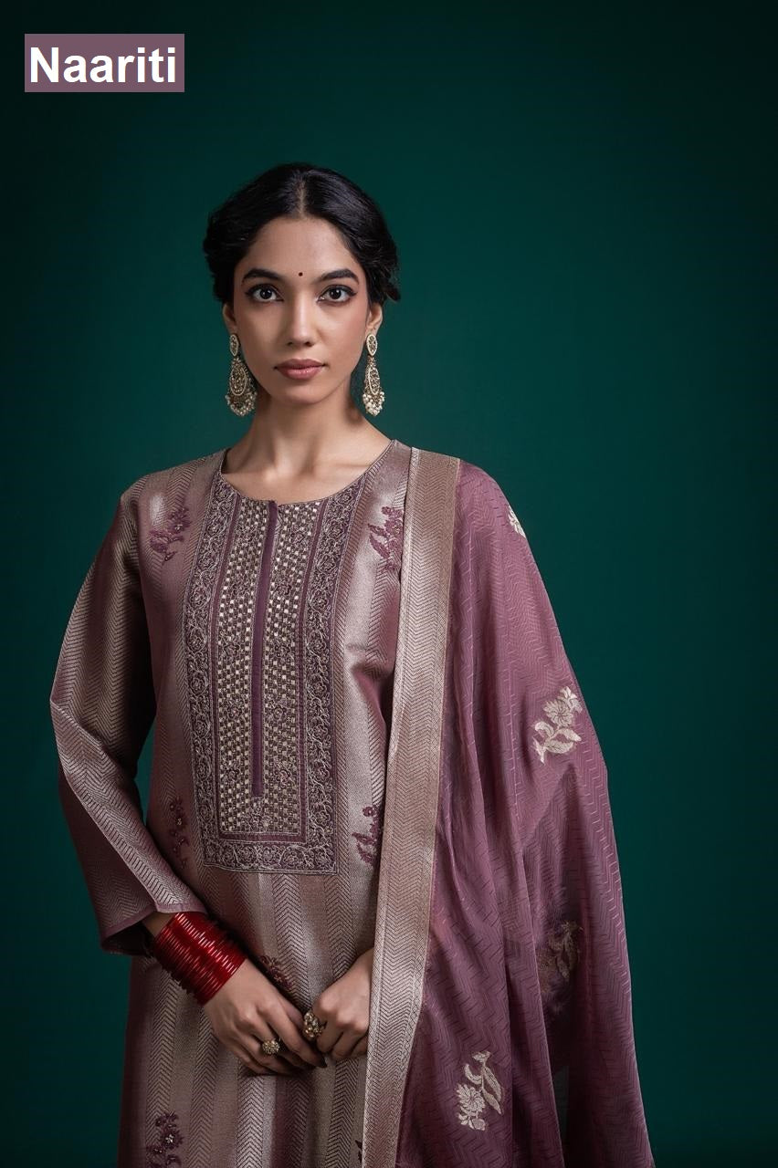 Kamya 2767 Naariti Silk Jacquard Pant Style Suits Exporter India