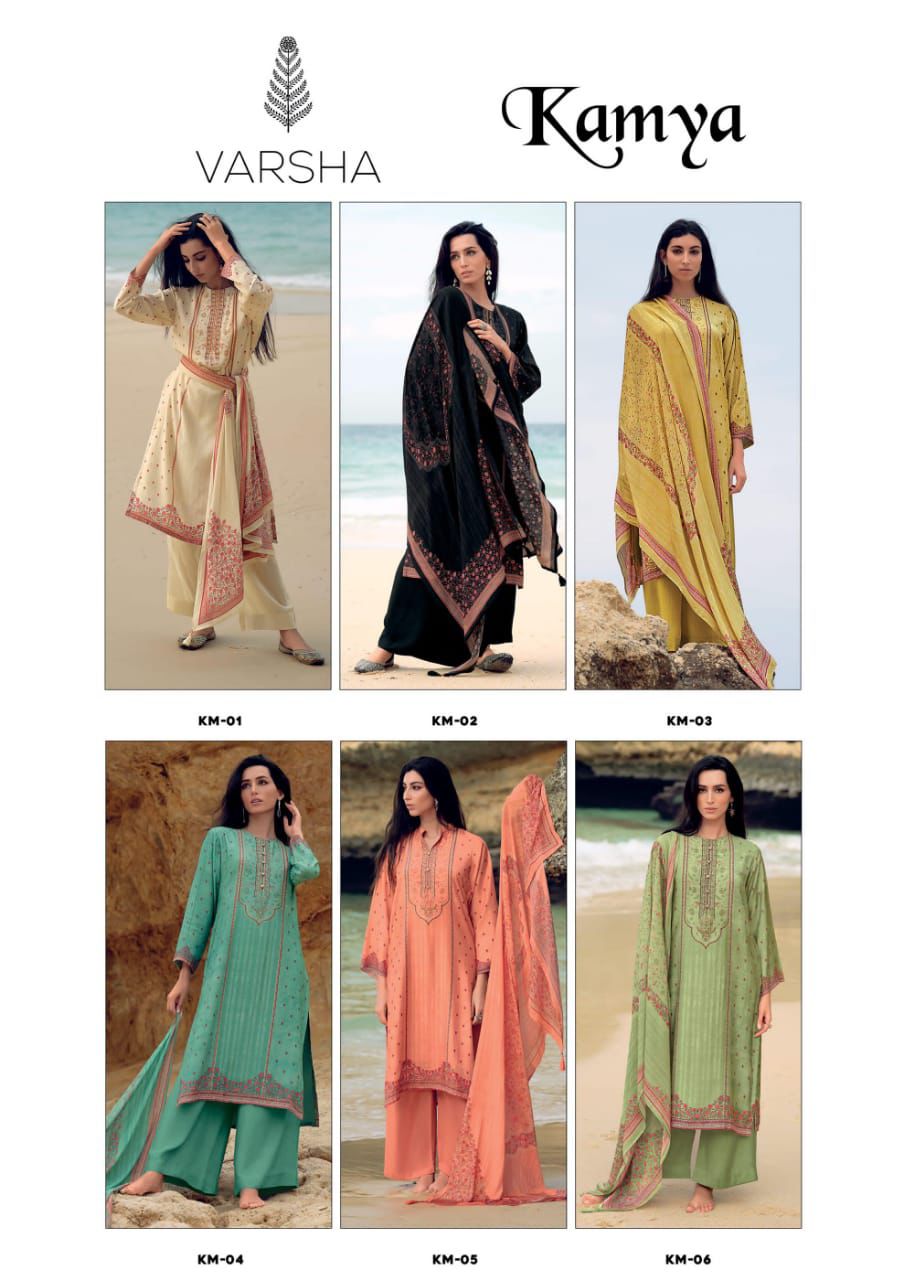 Kamya Varsha Fashions Viscose Muslin Pant Style Suits