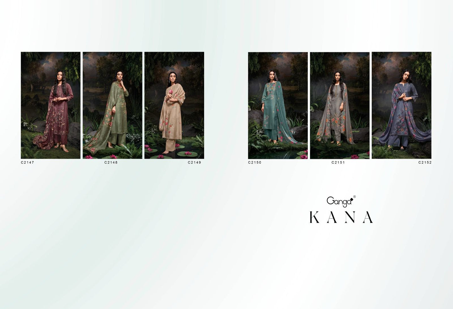 Kana C2147-2152 Ganga Bemberg Silk Plazzo Style Suits Exporter