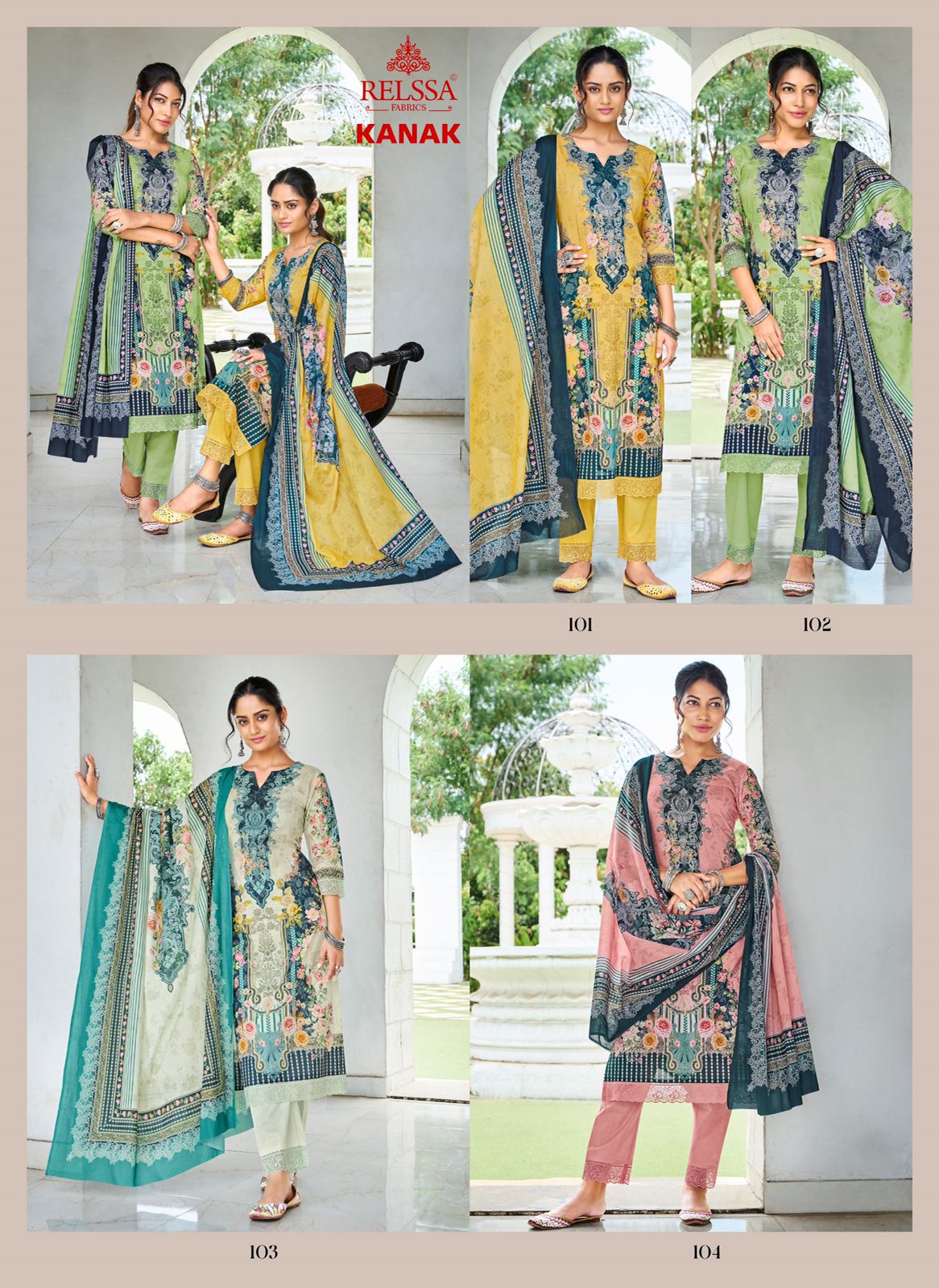 Kanak Relssa Fabrics Cotton Lawn Karachi Salwar Suits Wholesaler Ahmedabad