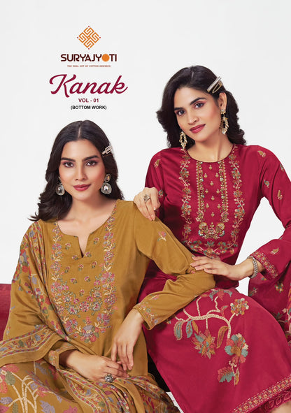 Kanak Vol 1 Suryajyoti Jaam Satin Pant Style Suits Wholesale Price