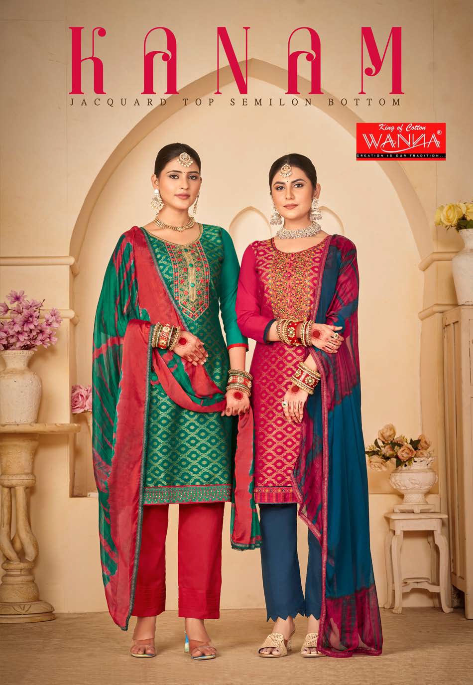 Kanam Wanna Cotton Satin Pant Style Suits Wholesaler Gujarat