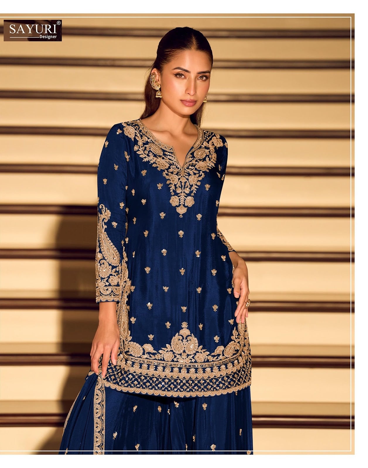 Kanchan Gold Sayuri Chinnon Silk Readymade Sharara Suits Wholesaler India