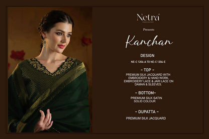 Kanchan Netra Silk Jacquard Pant Style Suits Manufacturer Gujarat