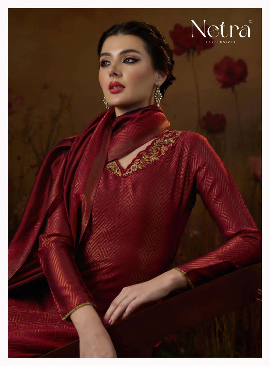 Kanchan Netra Silk Jacquard Pant Style Suits Manufacturer Gujarat