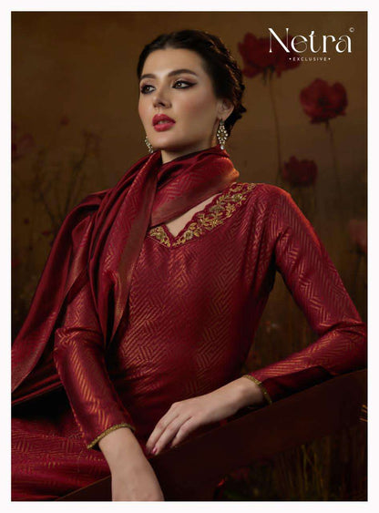 Kanchan Netra Silk Jacquard Pant Style Suits Manufacturer Gujarat