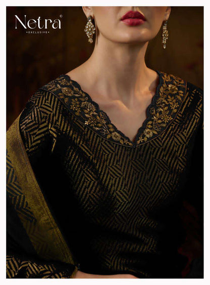 Kanchan Netra Silk Jacquard Pant Style Suits Manufacturer Gujarat