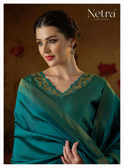 Kanchan Netra Silk Jacquard Pant Style Suits Manufacturer Gujarat