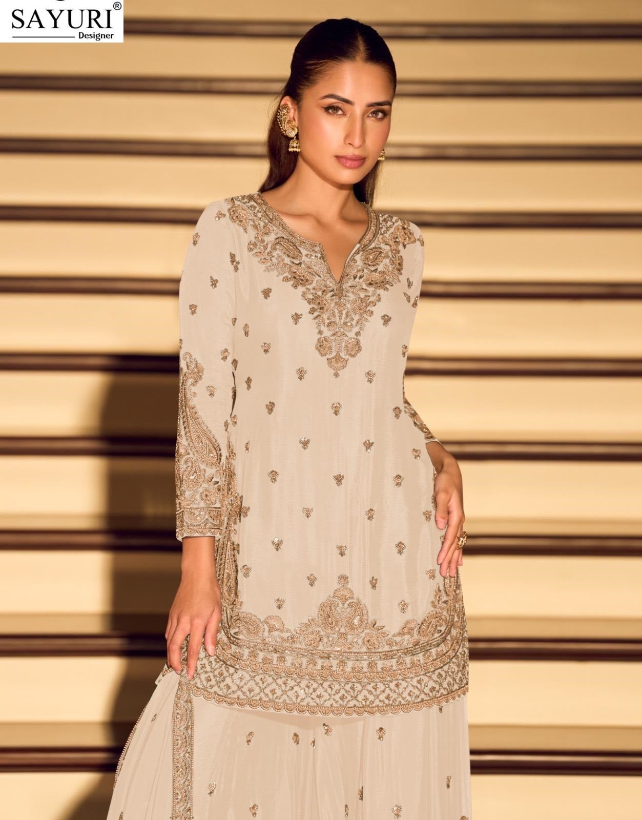Kanchan Pro Sayuri Chinnon Silk Readymade Sharara Suits Wholesale Rate