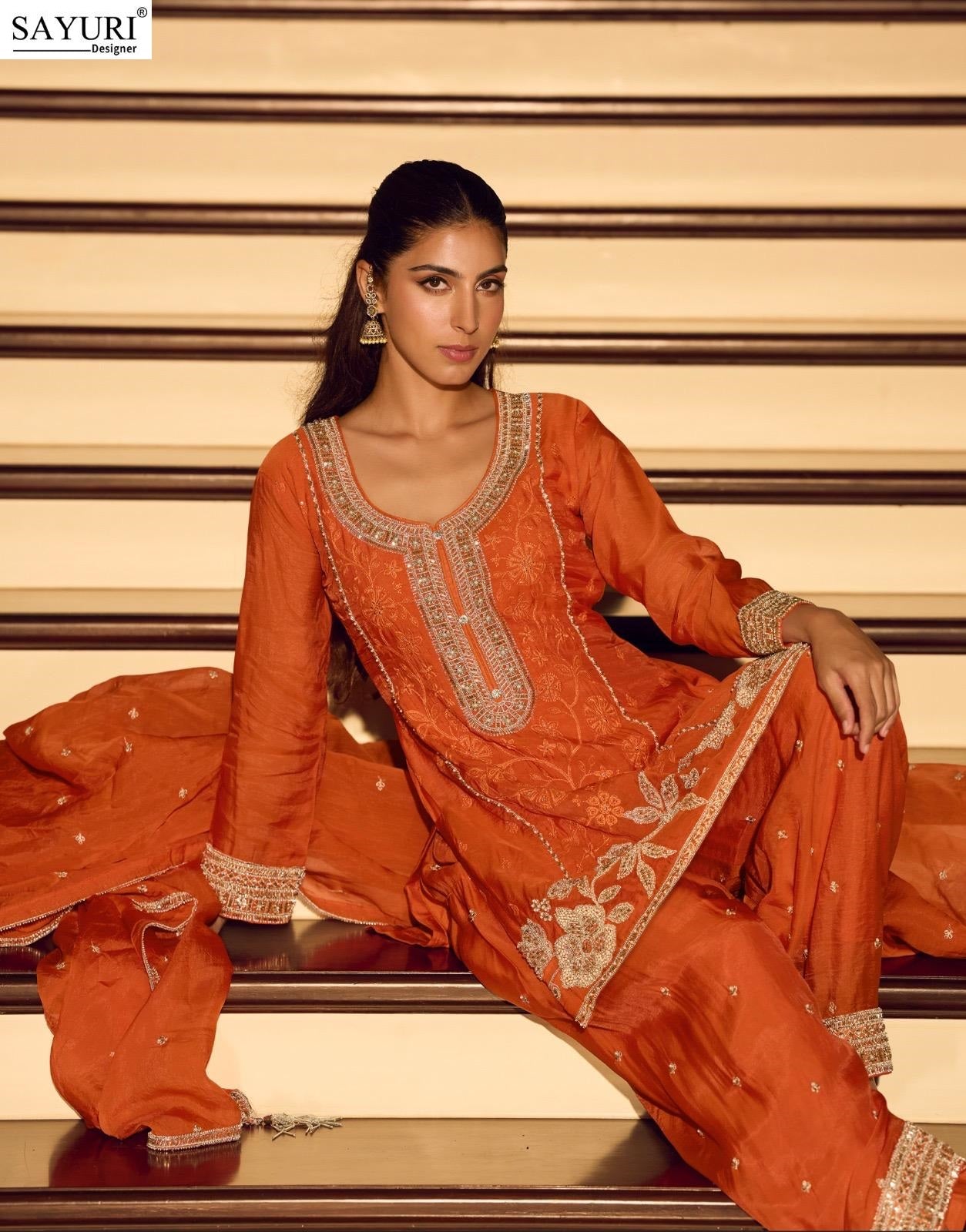 Kanchan Sayuri Chinnon Silk Readymade Sharara Suits Wholesaler India