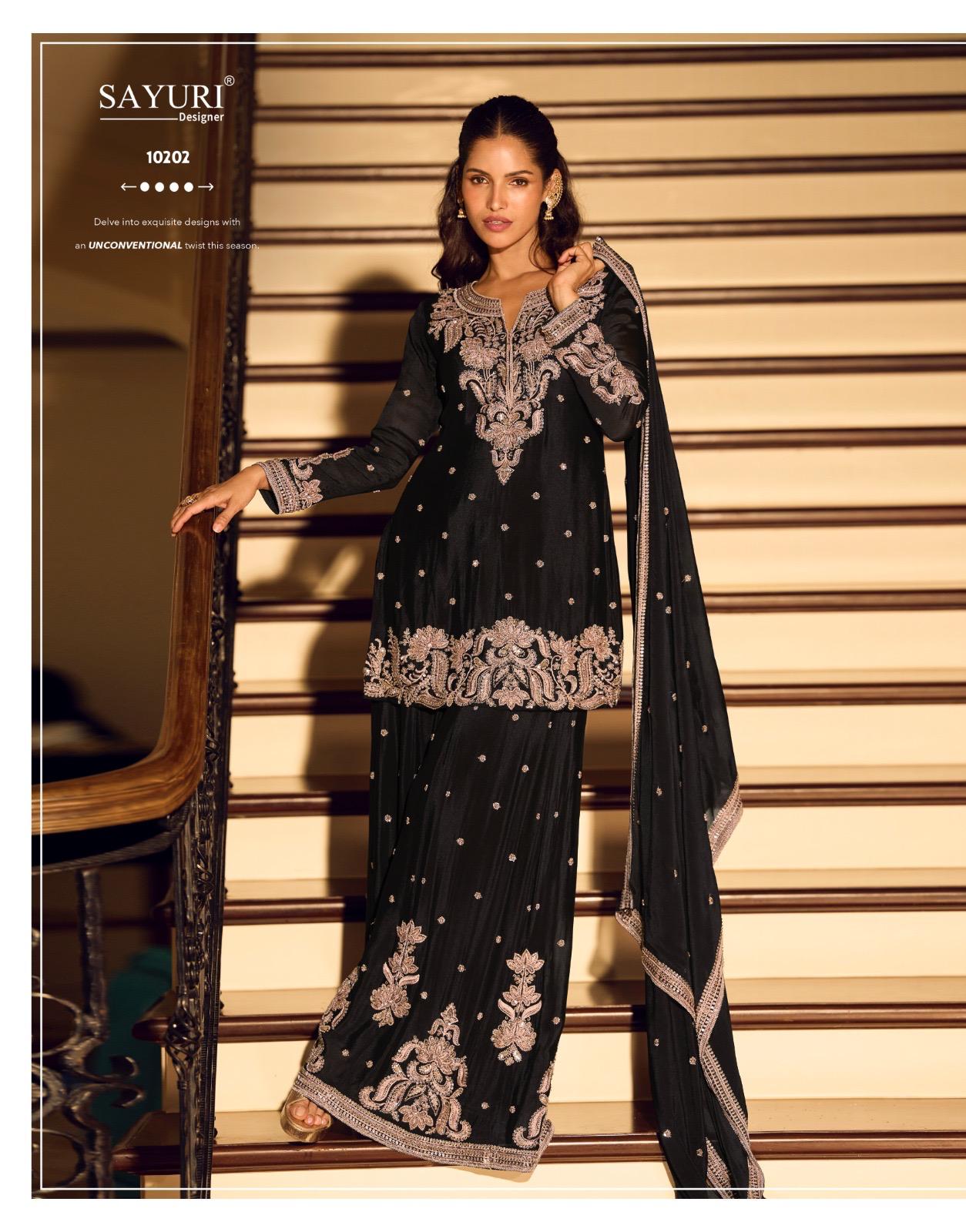 Kanchan Sayuri Chinnon Silk Readymade Sharara Suits Wholesaler India