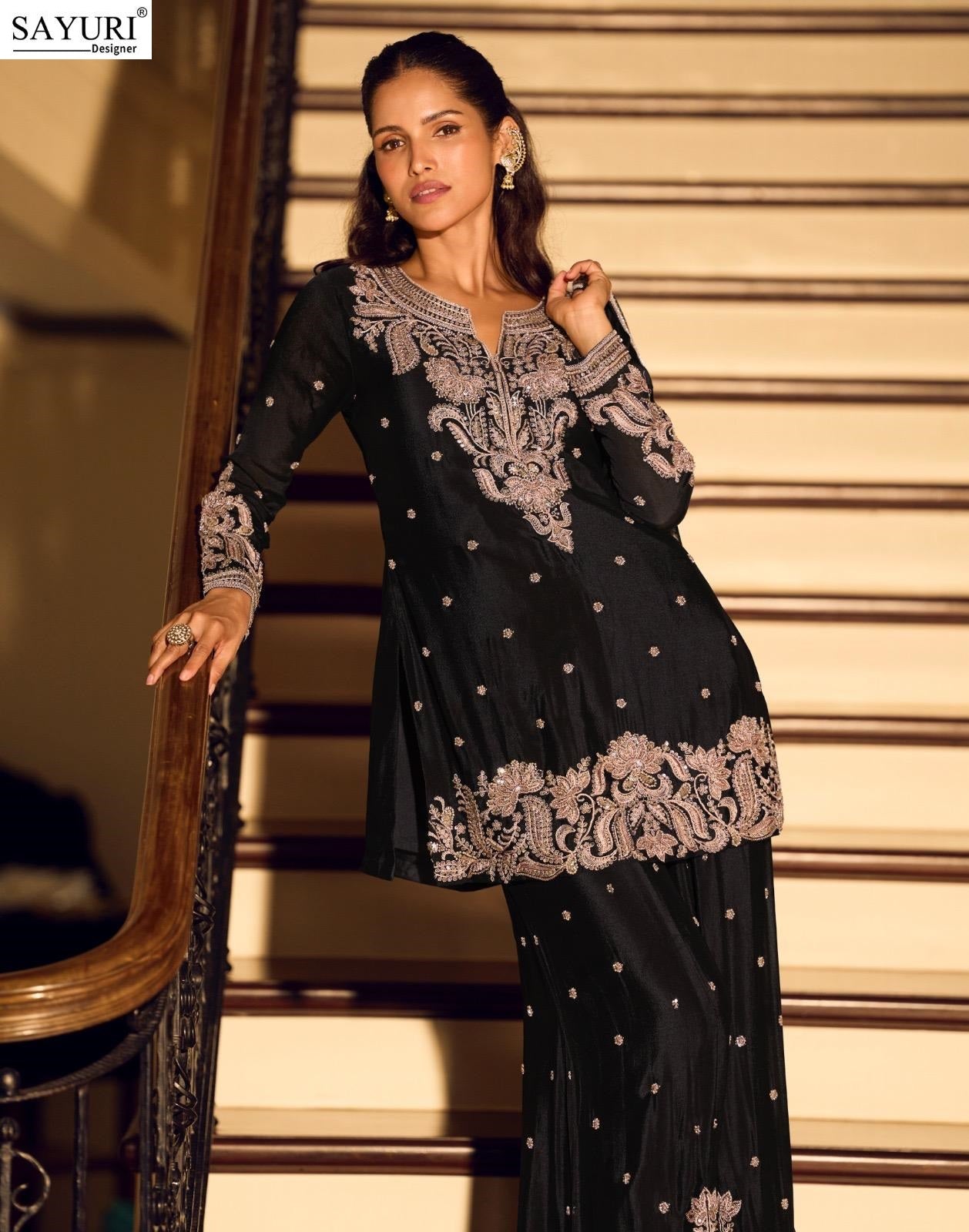 Kanchan Sayuri Chinnon Silk Readymade Sharara Suits Wholesaler India