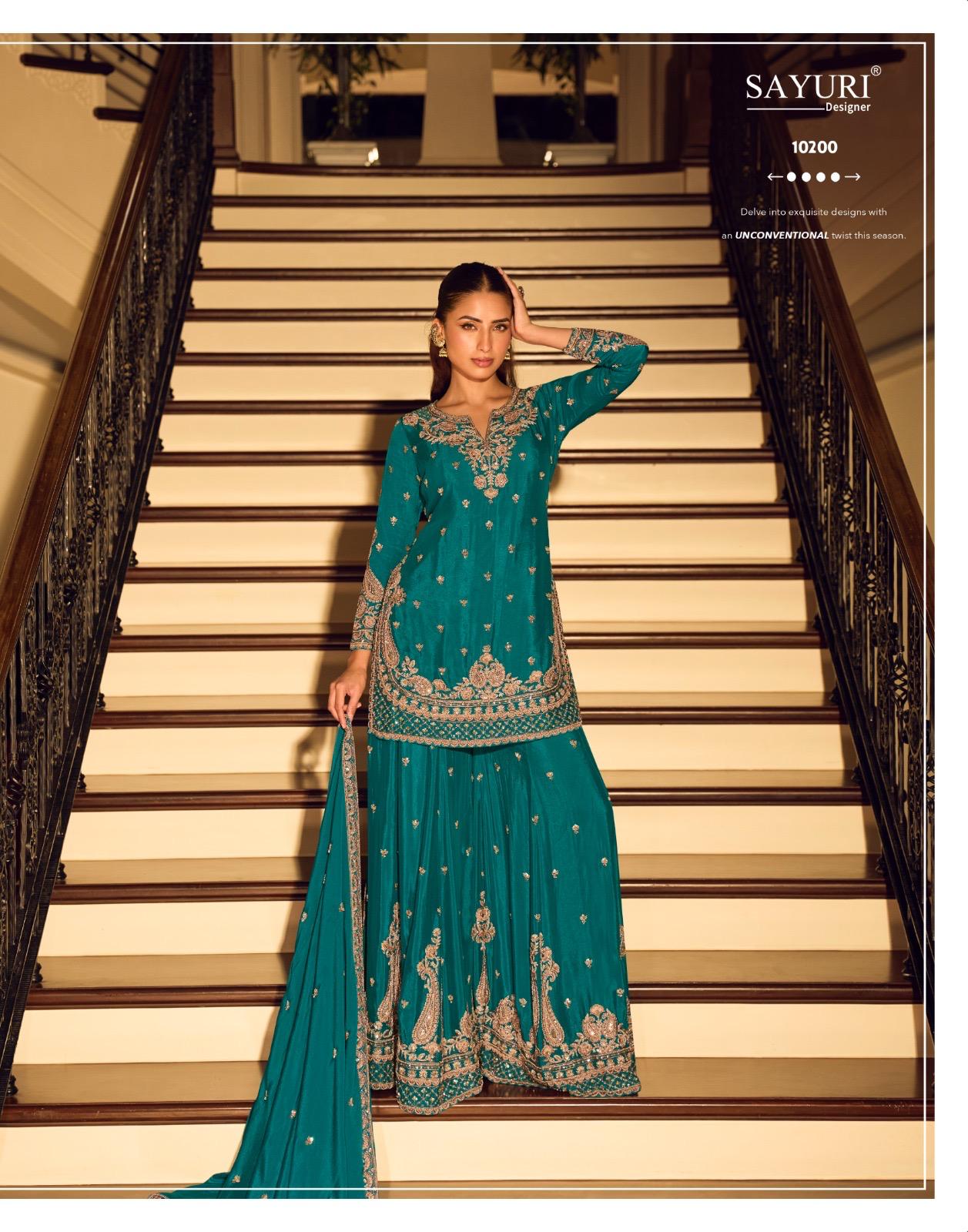 Kanchan Sayuri Chinnon Silk Readymade Sharara Suits Wholesaler India