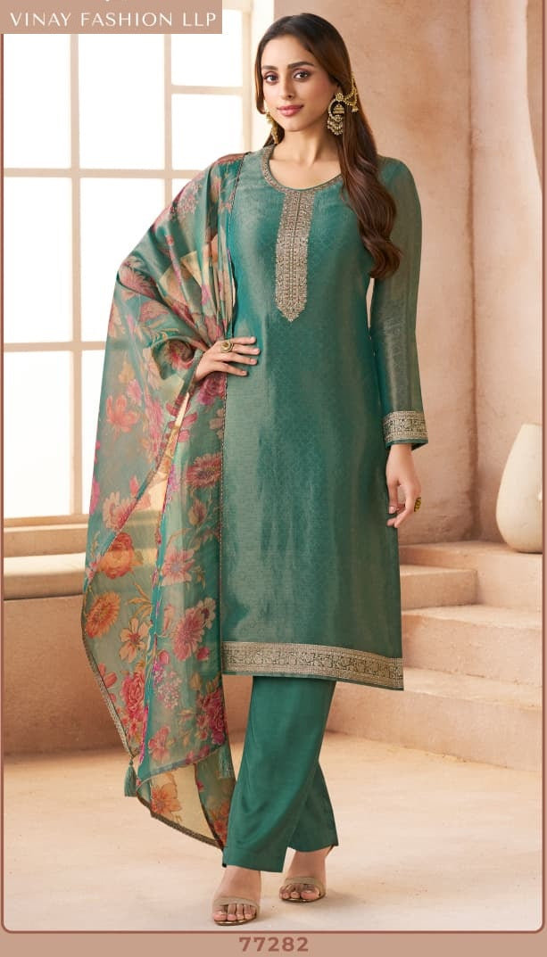 Kanchi 2 Kuleesh Vinay Fashion Llp Kanchipuram Silk Pant Style Suits Manufacturer India