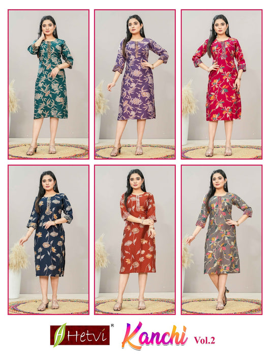 Kanchi Vol 2 Hetvi Knee Length Kurtis Wholesale